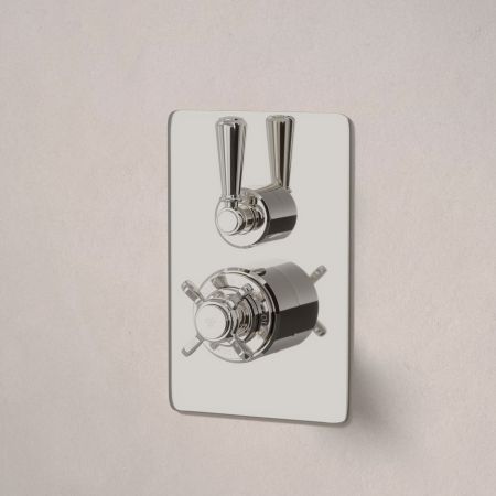 Linton Single Outlet Concealed Shower with 210mm Ceiling Arm & 6" Rose - Metal Lever - Polished Nickel