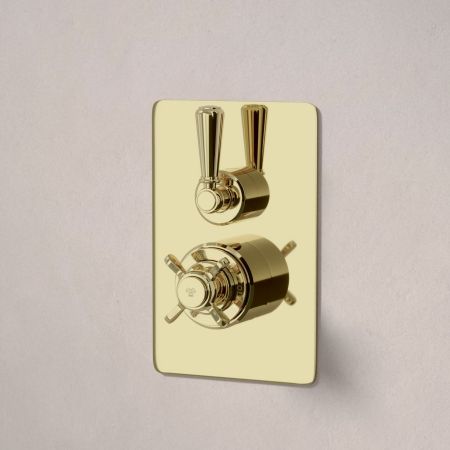 Calder Concealed Shower Valve, Shower Arm and 6 inch Ceiling Mounted Rose Timeless Brass Metal Lever