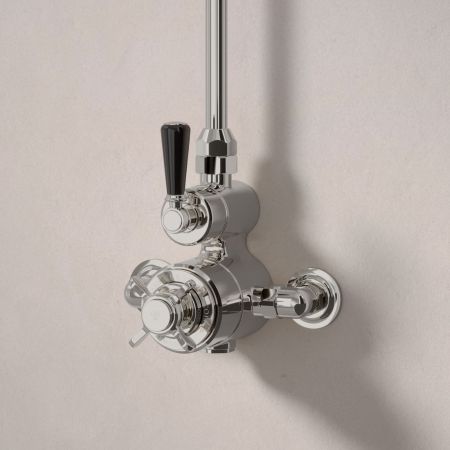 Linton Single Outlet Exposed Shower with 8" Rose - Black Lever - Polished Nickel