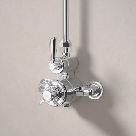 Linton Single Outlet Exposed Shower with 8" Rose - Metal Lever - Chrome