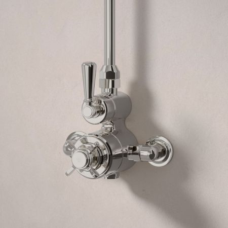 Linton Single Outlet Exposed Shower with 6" Rose - Metal Lever - Polished Nickel