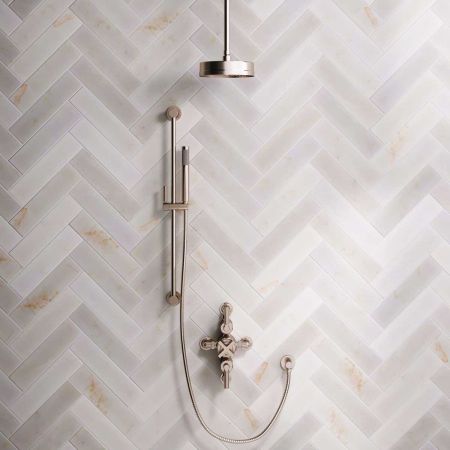 Bayor Dual Outlet Semi Exposed Shower with Slider Rail, with 210mm Ceiling Arm, 8" Rose & Metal Levers in Brushed Nickel