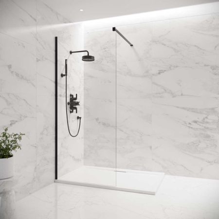 Foss Walk In Shower Enclosure - Matt Black