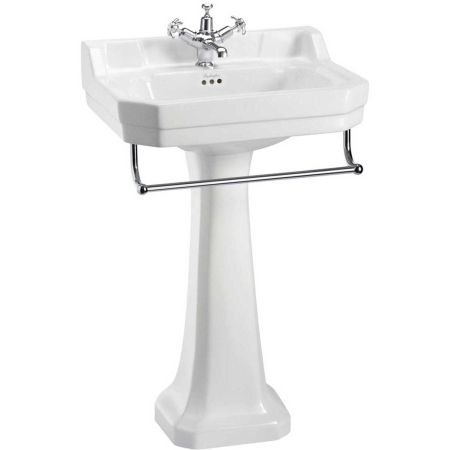 The Burlington Regal Edwardian Medium Basin & Pedestal with Towel Rail