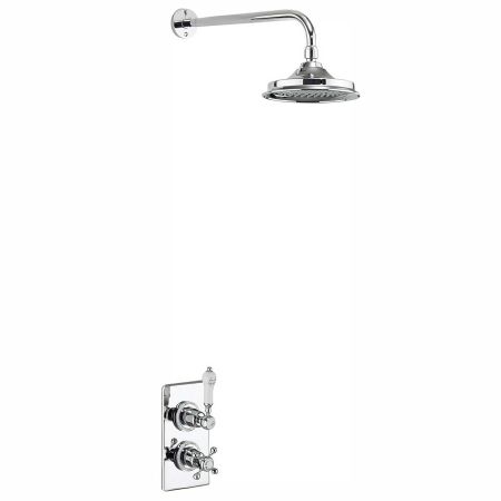 Burlington Trent Thermostatic Single Outlet Concealed Shower Valve with Fixed Shower Arm and 6" Shower Head
