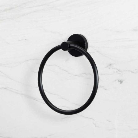 Contemporary Collection Round Towel Ring - Matt Black