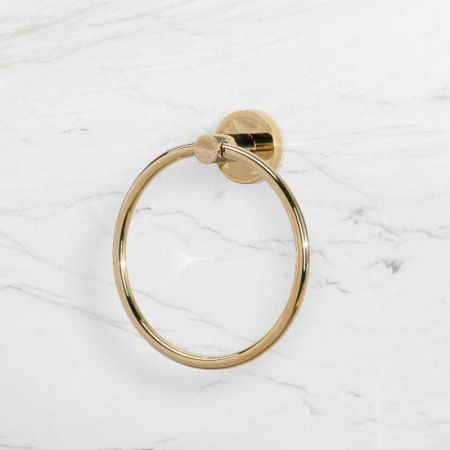 Contemporary Round Towel Ring - Living Brass