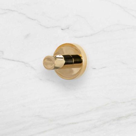 Contemporary Single Robe Hook - Living Brass