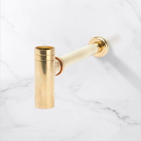 Contemporary Collection Flat Bottom Basin Bottle Trap - Living Brass
