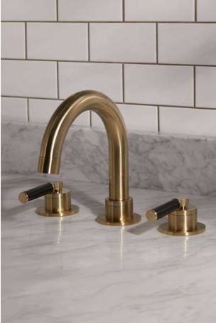 Senska 3-Hole Bath Filler - Deck Mounted - Black Lever - Brushed Brass