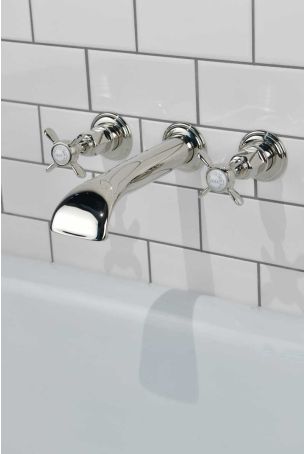 Aysgarth - 3-Hole Bath Filler - Wall Mounted - X-Top - Nickel