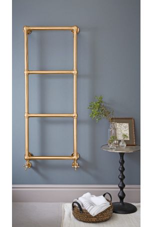 Vogue Ballerina Towel Rail - Brass Construction - Heating Only - Wall Mounted - Polished Brass (unlacquered)