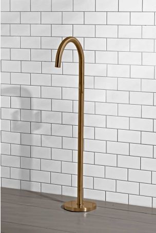 Bath Spout - Floor Mounted - Brushed Brass
