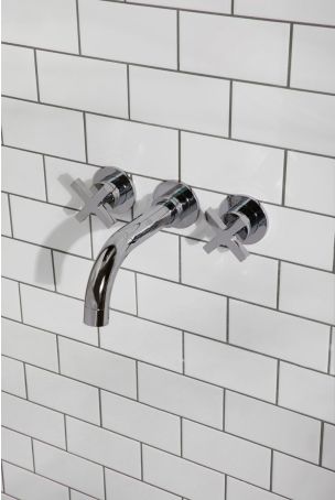 Bayor 3-Hole Bath Filler - Wall Mounted - X-Top - Chrome