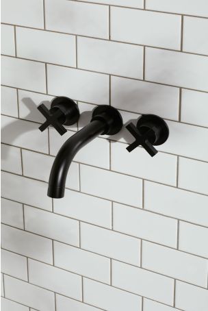 Bayor 3-Hole Bath Filler - Wall Mounted - X-Top - Matt Black