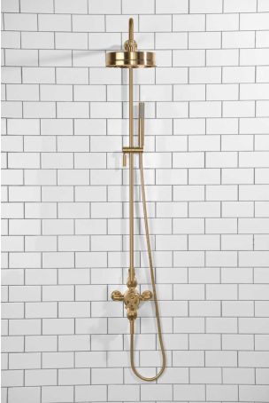 Elbe Dual Outlet Shower Kit - Exposed Valve Lever - Handshower Mounted on Riser-Rail