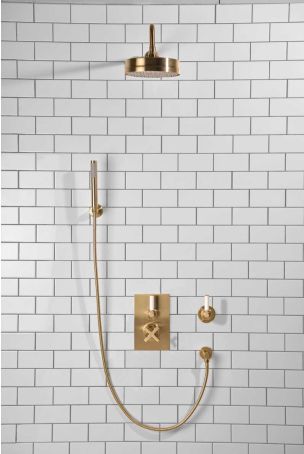 Elbe - Concealed Shower Set + Diverter - Hook Mount - White Lever/White Lever - 8" or 6" Rose