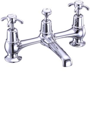 Burlington Anglesey 2 Tap Hole Bridge Basin Mixer with Plug and Chain