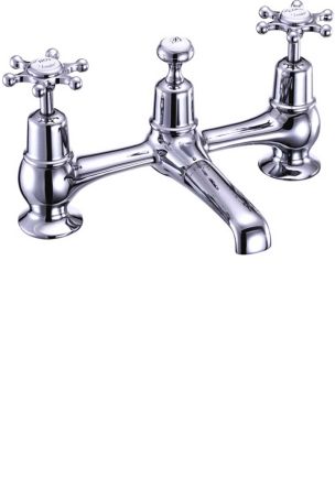 Burlington Birkenhead 2 Tap Hole Bridge Basin Mixer with Plug and Chain