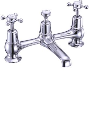 Burlington Claremont 2 Tap Hole Bridge Basin Mixer with Plug and Chain