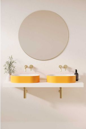 Caspar Stone Countertop Basins with Vasco Double Shelf - Daffodil Yellow