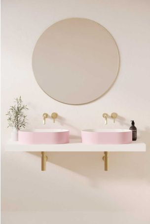 Caspar Stone Countertop Basins with Vasco Double Shelf - Ice Hot Pink