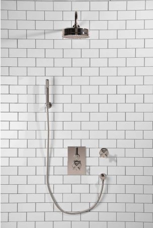 Elbe - Concealed Shower Set + Diverter - Hook Mount - Black Lever/X-Top - 8" Rose - Chrome