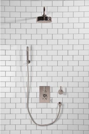Elbe - Concealed Shower Set + Diverter - Hook Mount - Metal Lever/Metal Lever - 8" Rose - Chrome