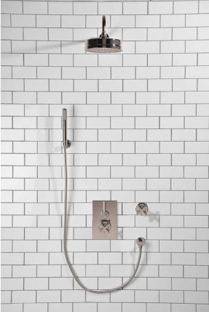 Elbe - Concealed Shower Set + Diverter - Hook Mount - Metal Lever/X-Top - 8" Rose - Chrome