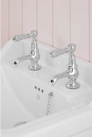 Linton 1/2BSP Basin Pillar Taps Metal Lever Chrome