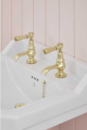 Linton 1/2BSP Basin Pillar Taps Metal Lever Gold