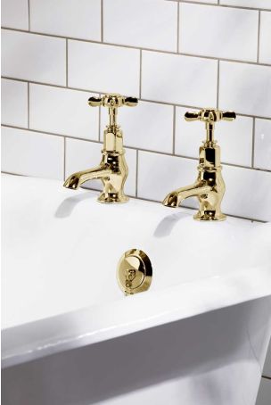 Aysgarth X Top 3/4 BSP Bath Pillar Taps Gold