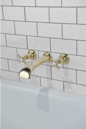 Aysgarth - 3-Hole Bath Filler - Wall Mounted - X-Top - Gold