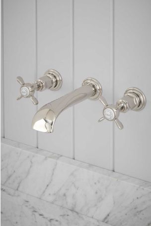 Aysgarth - 3-Hole Basin Mixer - Wall Mounted - X-Top - Nickel