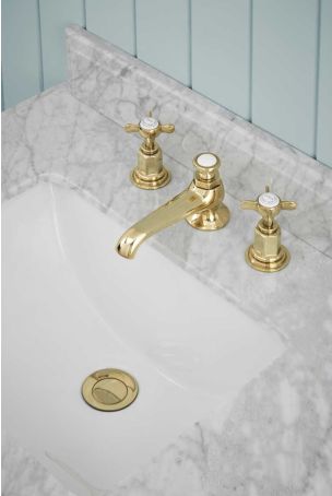 Aysgarth X Top 3 Hole Basin Mixer C/W Pop Up Waste Gold