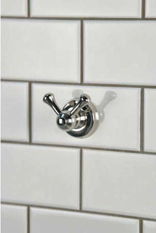 Traditional Double Robe Hook - Polished Nickel