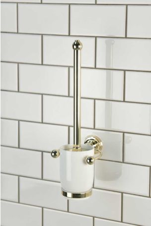 Traditional Wall Mounted Toilet Brush Holder - Polished Brass