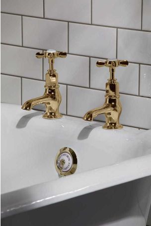 Aysgarth X Top 3/4 BSP Bath Pillar Taps Polished Brass