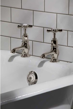 Aysgarth X Top 3/4 BSP Bath Pillar Taps Polished Nickel