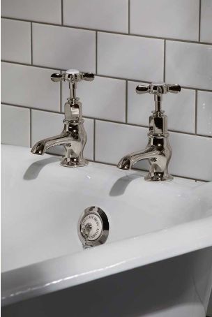 Aysgarth X Top 3/4 BSP Bath Pillar Taps Polished Nickel