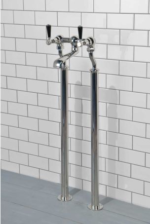 Linton Bath Filler Tap with Standpipes Black Lever Polished Nickel 3/4BSP (For Baths Without Tap Holes Only)