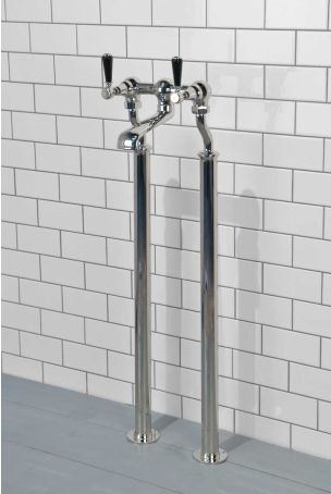 Linton Bath Filler Tap with Standpipes Black Lever Polished Nickel 3/4BSP