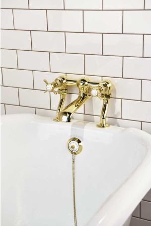 Aysgarth Bath Filler Tap X Top Gold 3/4BSP