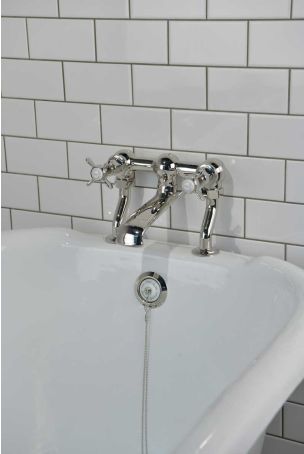 Aysgarth Bath Filler Tap X Top Polished Nickel 3/4BSP