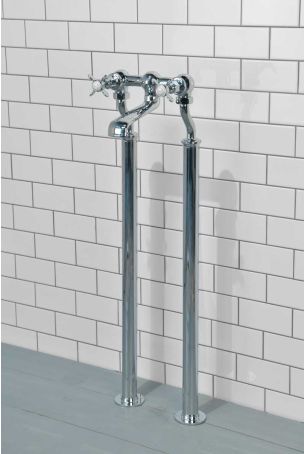 Aysgarth Bath Filler Tap with Standpipes X-Top Lever Chrome 3/4BSP