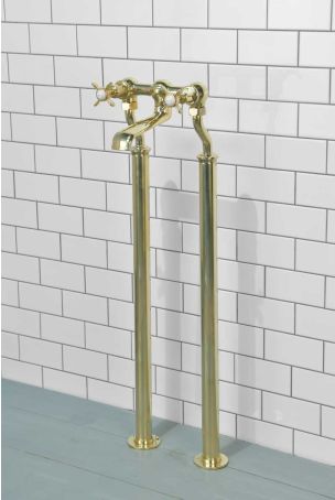 Aysgarth Bath Filler Tap with Standpipes X-Top Lever Polished Brass 3/4BSP (For Baths Without Tap Holes Only)