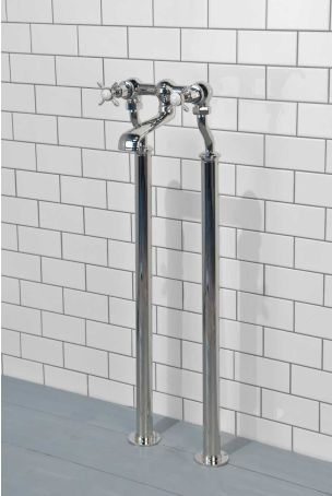 Aysgarth Bath Filler Tap with Standpipes X-Top Lever Polished Nickel 3/4BSP (For Baths Without Tap Holes Only)