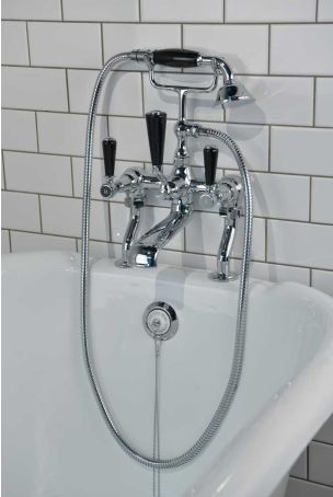 Linton Bath Shower Mixer Black Lever Chrome 3/4BSP