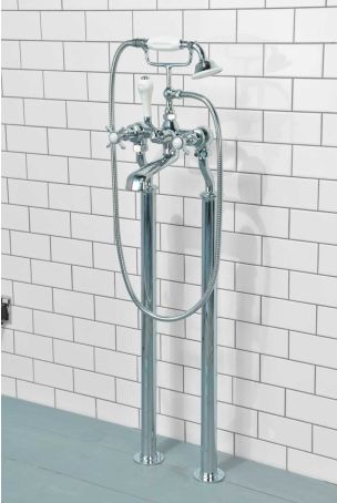 Aysgarth Bath Shower Mixer with Standpipes X-Top Lever Chrome 3/4BSP