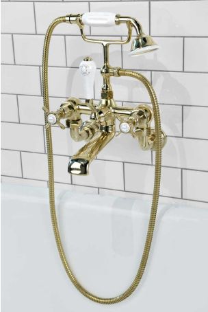 Aysgarth Bath Shower Mixer Wall Mounted X Top Gold 3/4BSP